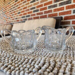 Rare Vintage Creamer and Sugar bowl with double handle.